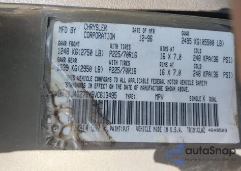 1997 Jeep Grand Cherokee Limited z USA, uszkodzony, nr VIN 1J4GZ78Y5VC613495